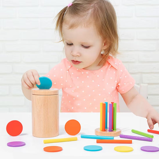 Jouet en Bois, Motricité Fine Jeu Éducatif pour Apprendre à Compter et Les Couleurs