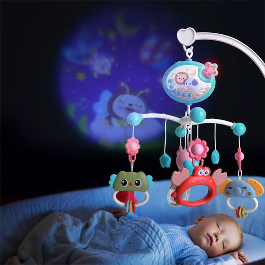 Mobile musical pour lit de bébé avec lumières et télécommande