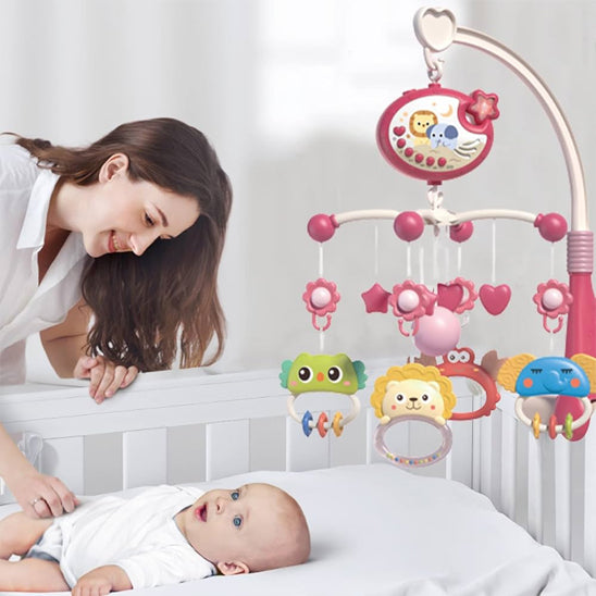 Mobile musical pour lit de bébé avec lumières et télécommande